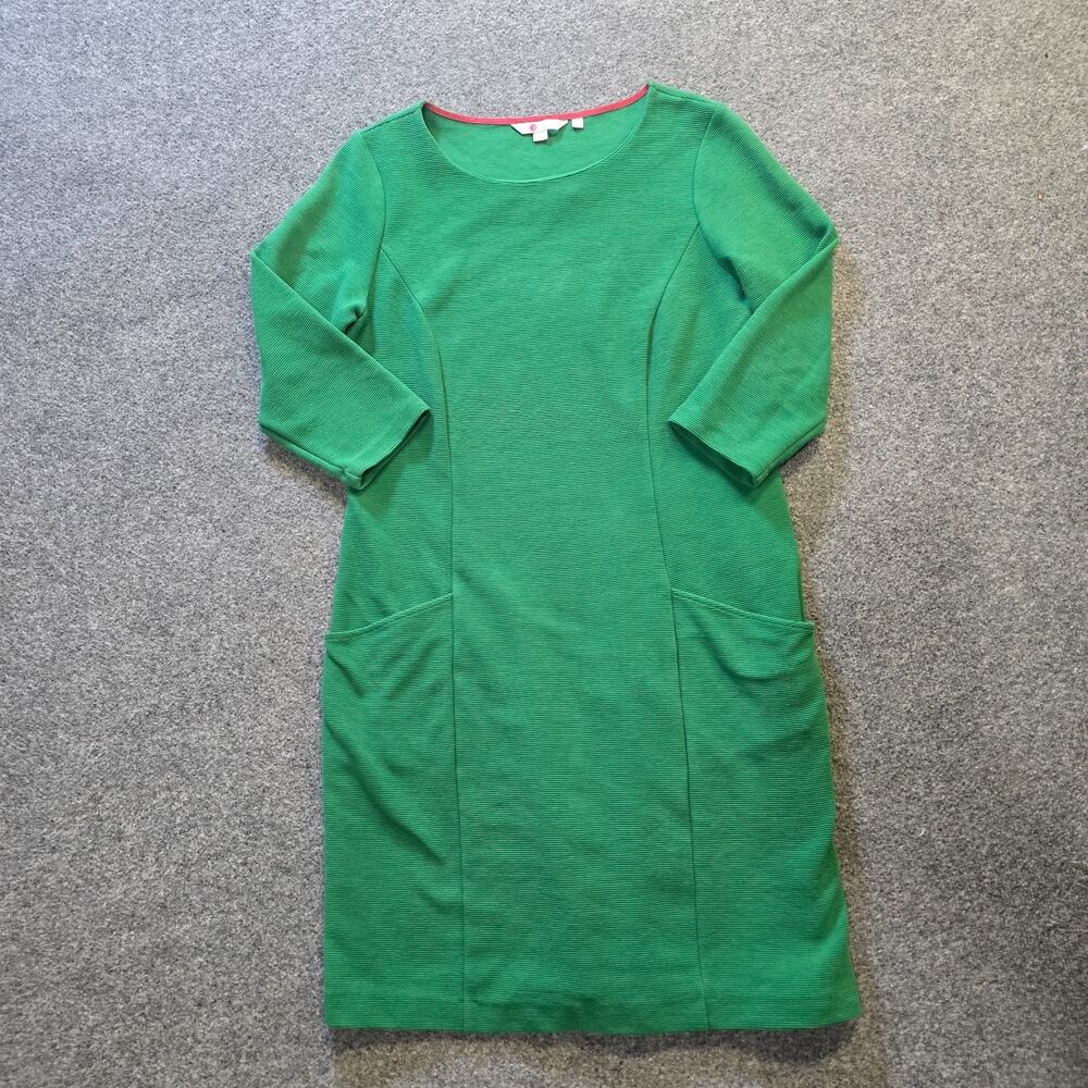 Boden Dress Womens Size 10 Green Pockets Long Sleeve Textured Career Minimal